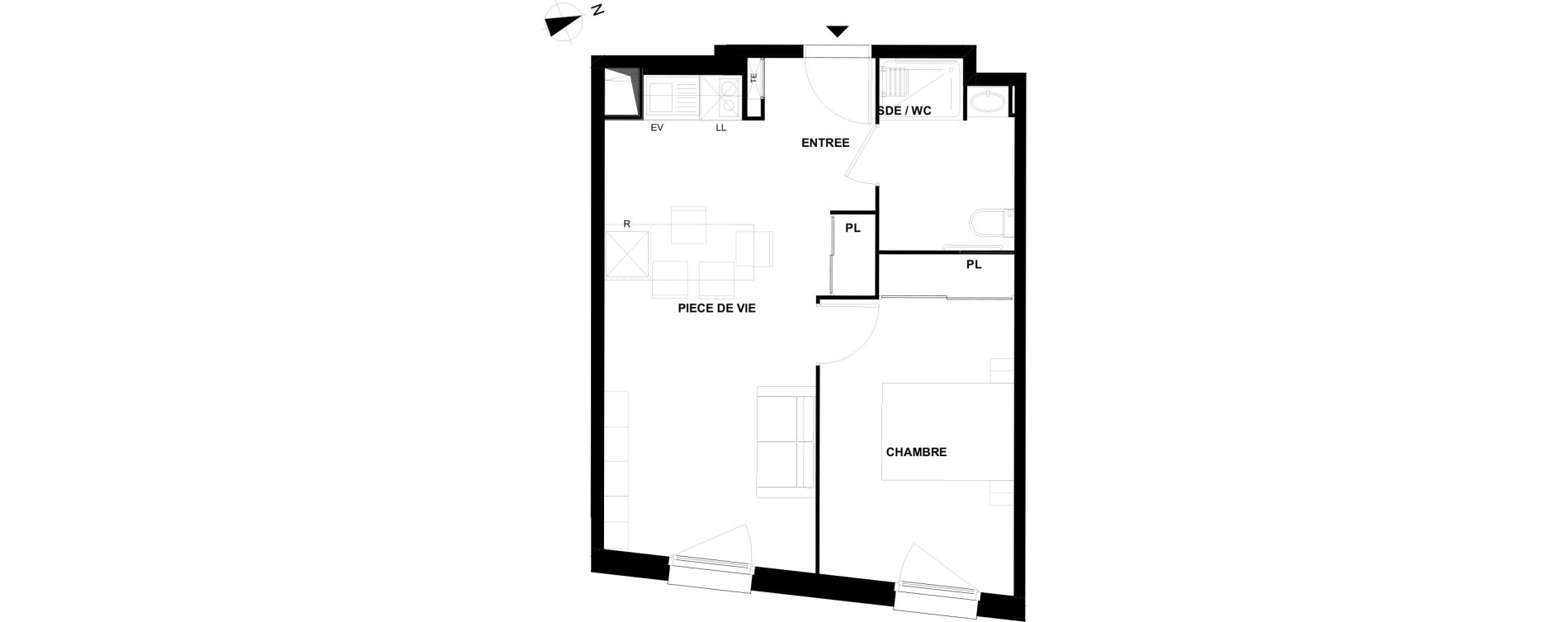 Appartement T2 de 41,00 m2 &agrave; Pau Pau nord