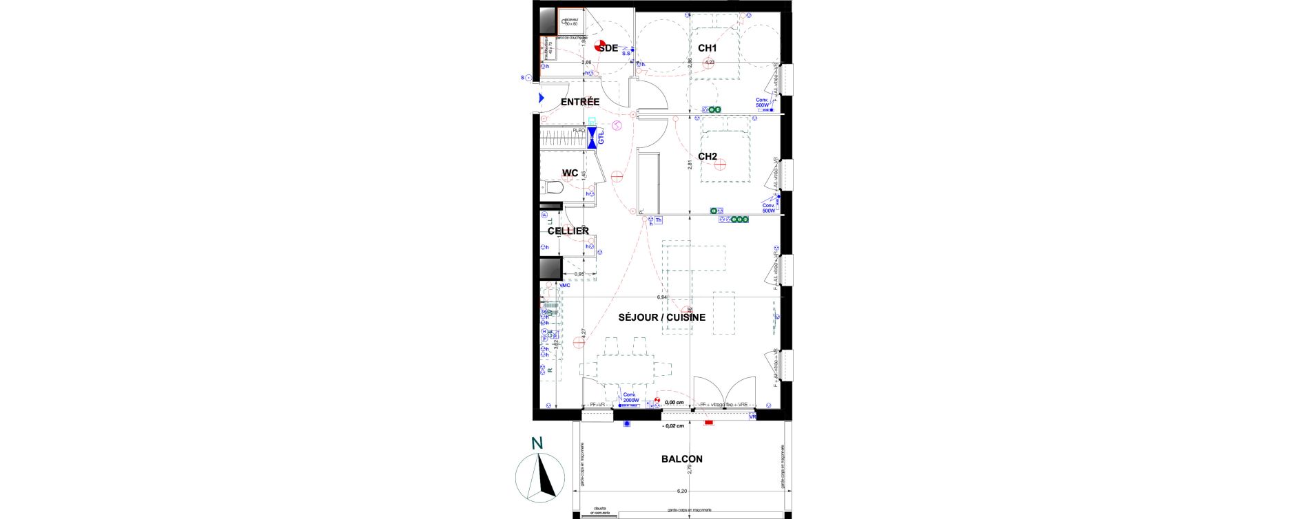 Appartement T3 de 74,62 m2 &agrave; Pau Trespoey