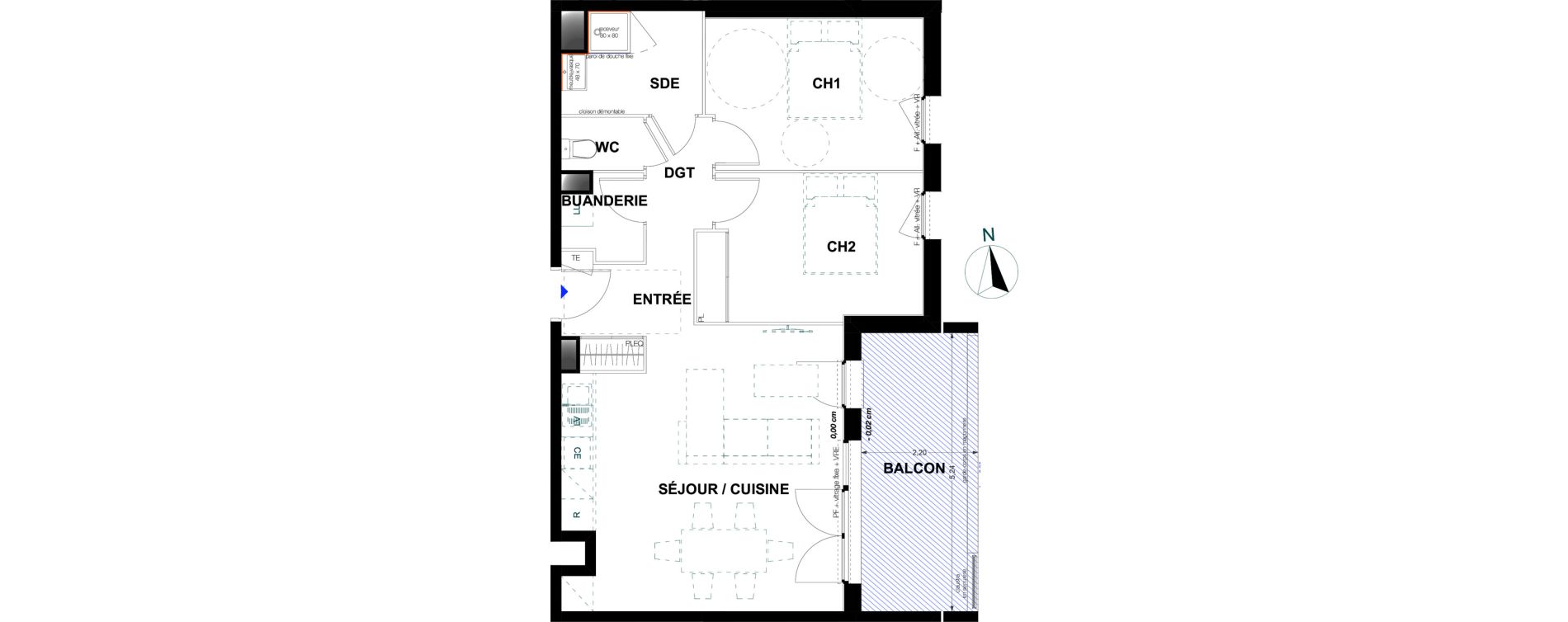 Appartement T3 de 65,25 m2 &agrave; Pau Trespoey