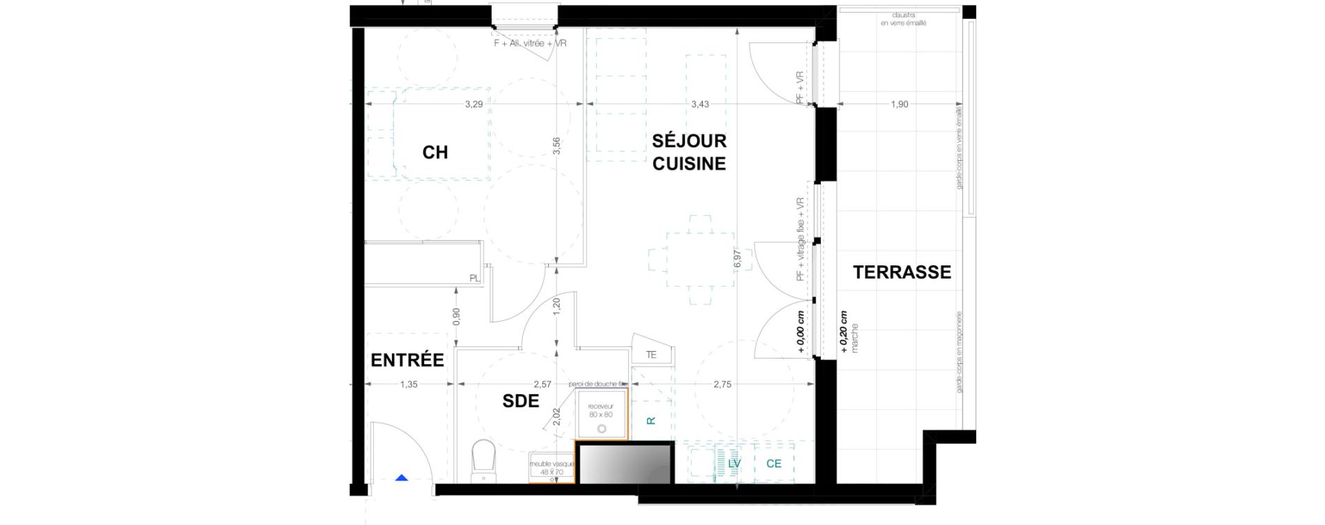 Appartement T2 de 44,65 m2 &agrave; Pau Trespoey