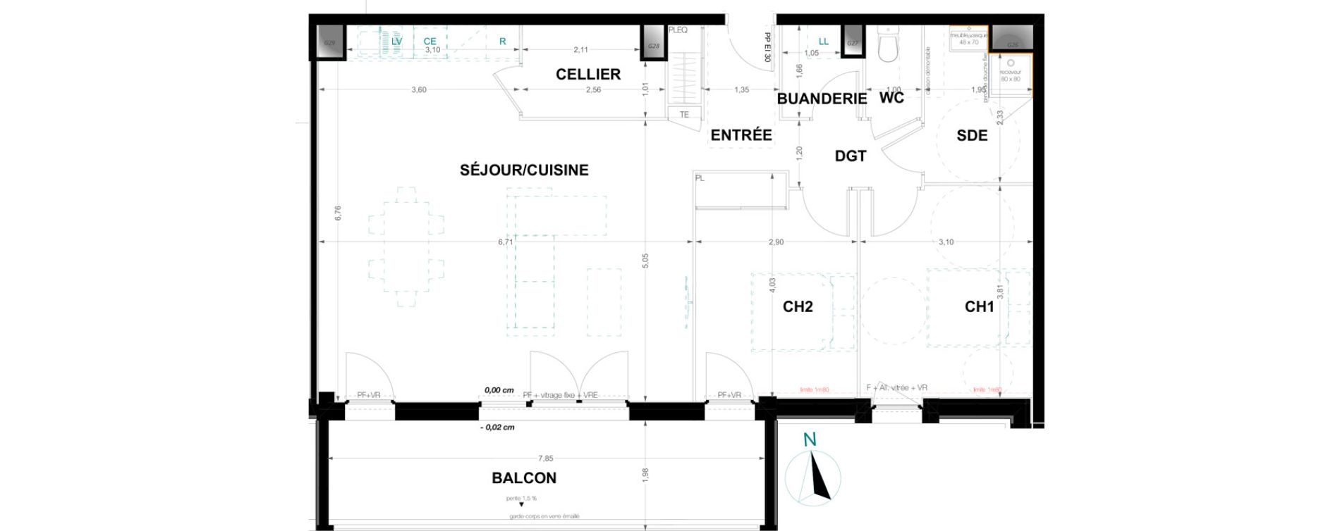 Appartement T3 de 83,48 m2 &agrave; Pau Trespoey