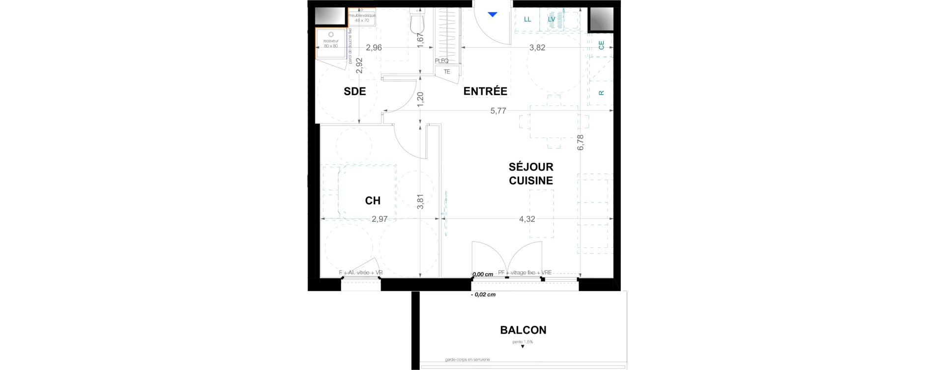 Appartement T2 de 48,60 m2 &agrave; Pau Trespoey