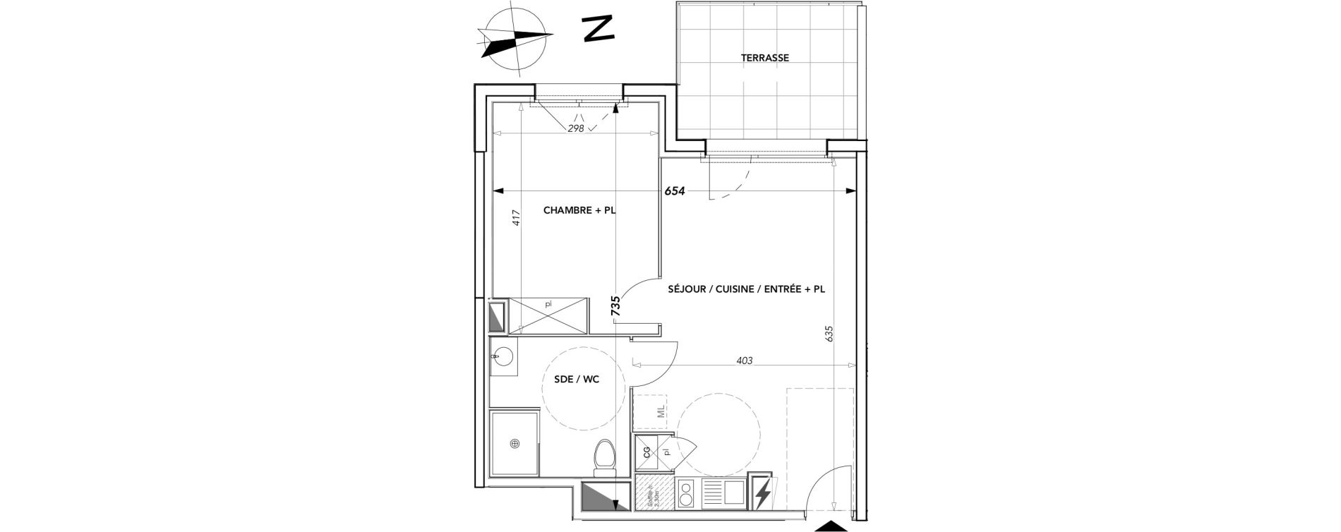 Appartement T2 de 41,88 m2 &agrave; Pau Nord