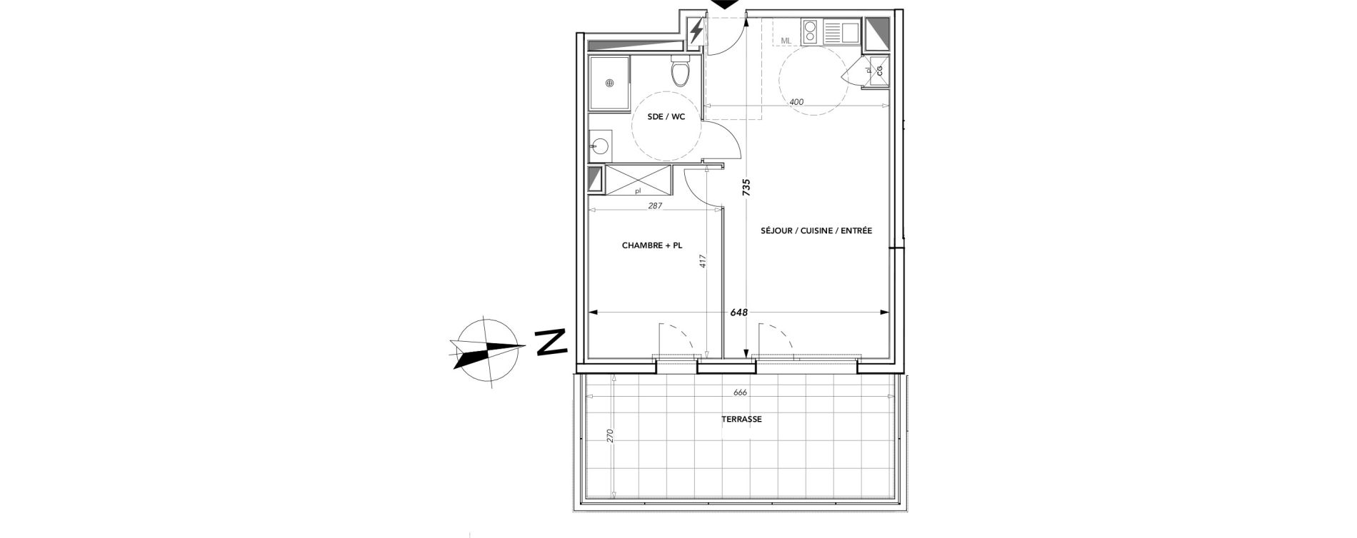 Appartement T2 de 44,35 m2 &agrave; Pau Nord
