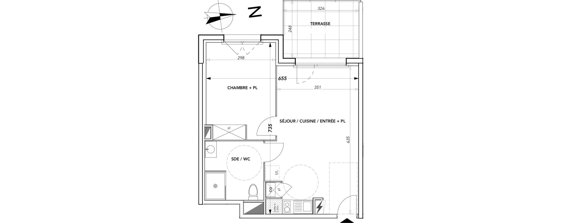 Appartement T2 de 42,03 m2 &agrave; Pau Nord