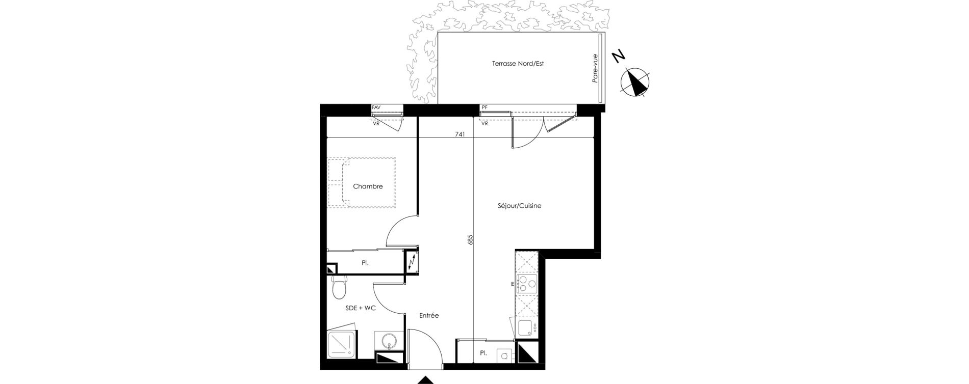 Appartement T2 de 43,78 m2 &agrave; Pau Est