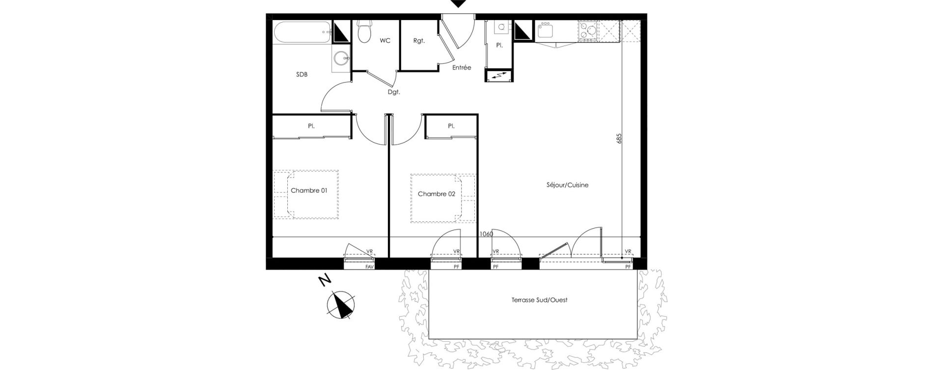 Appartement T3 de 69,86 m2 &agrave; Pau Est