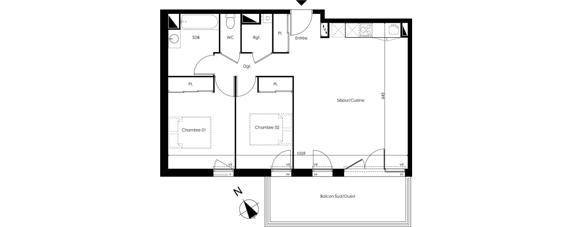 Appartement T3 de 68,12 m2 &agrave; Pau Est