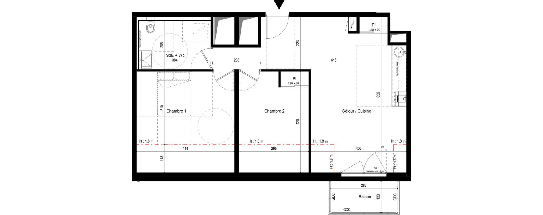 Appartement T3 meubl&eacute; de 58,35 m2 &agrave; Pau Dufau - tourasse