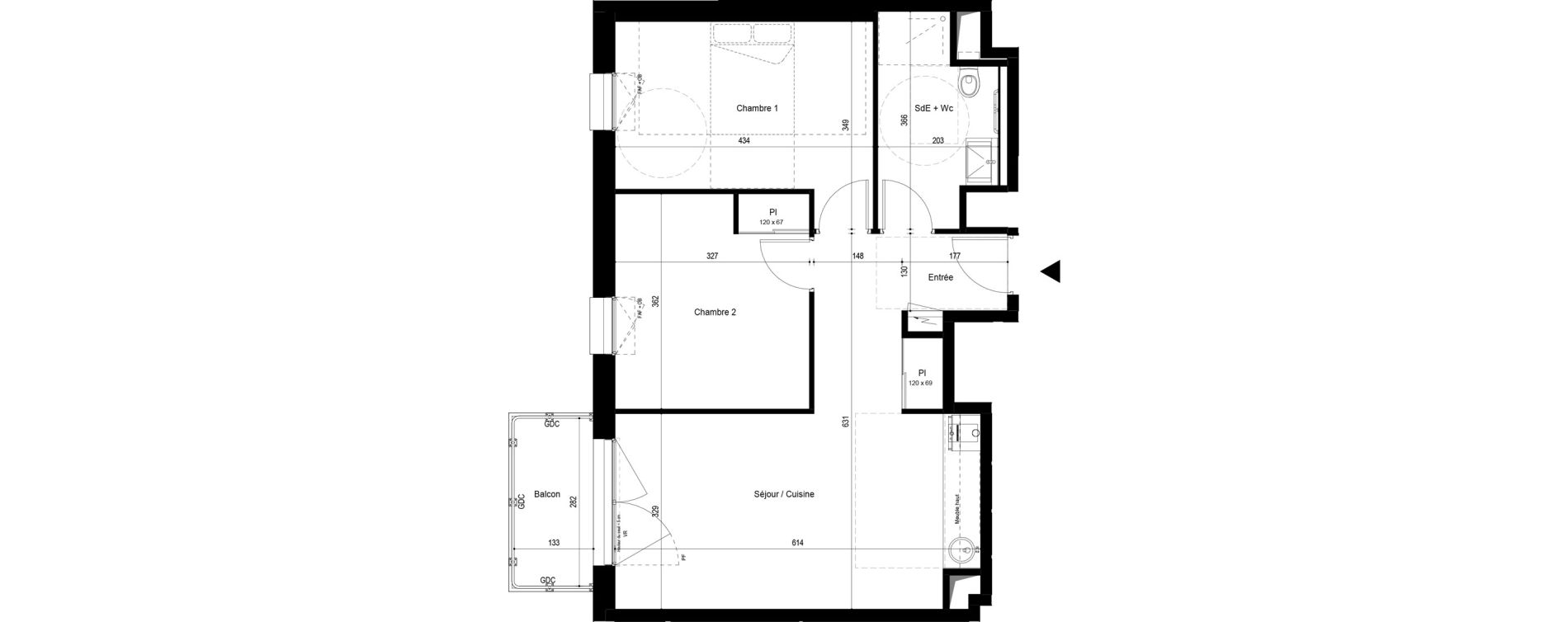 Appartement T3 meubl&eacute; de 58,22 m2 &agrave; Pau Dufau - tourasse