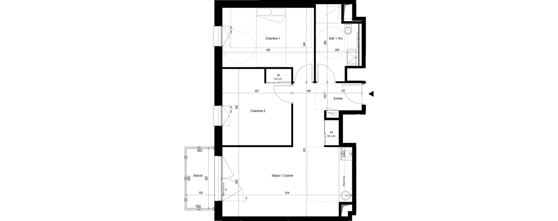 Appartement T3 meubl&eacute; de 58,22 m2 &agrave; Pau Dufau - tourasse