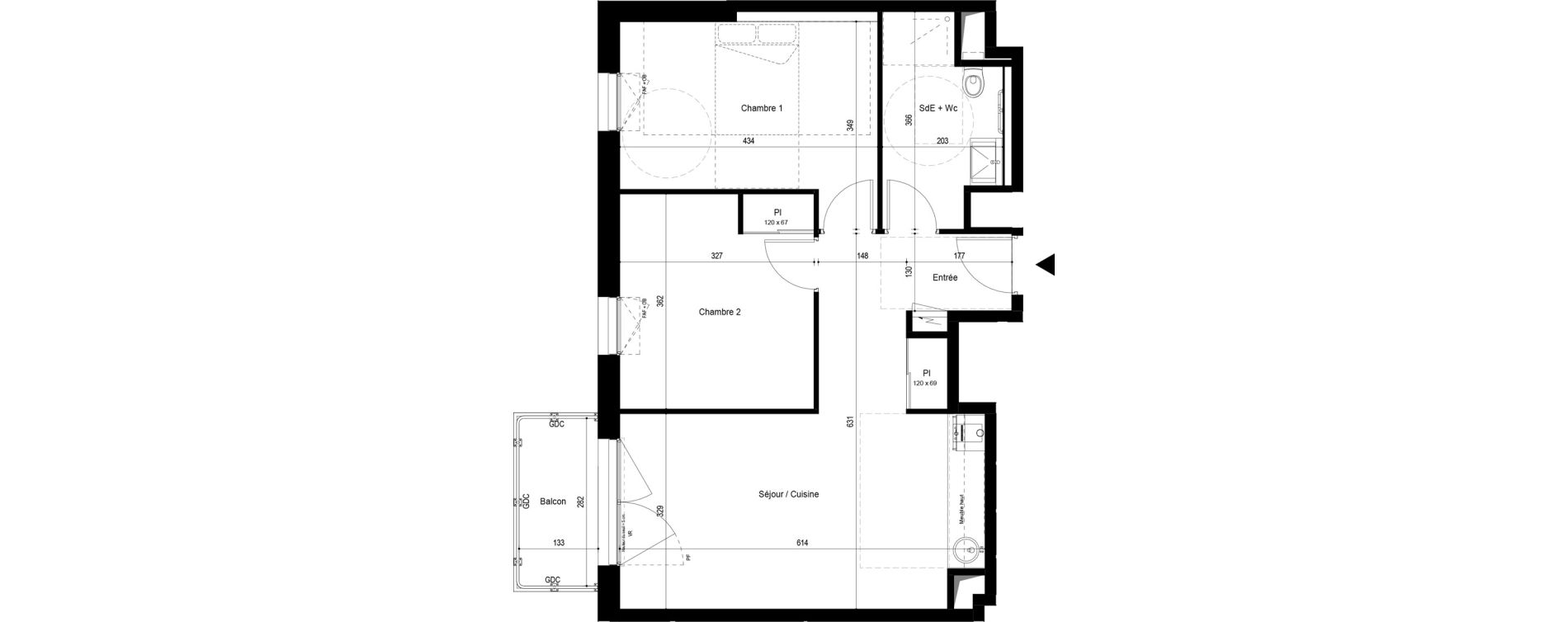 Appartement T3 meubl&eacute; de 58,63 m2 &agrave; Pau Dufau - tourasse