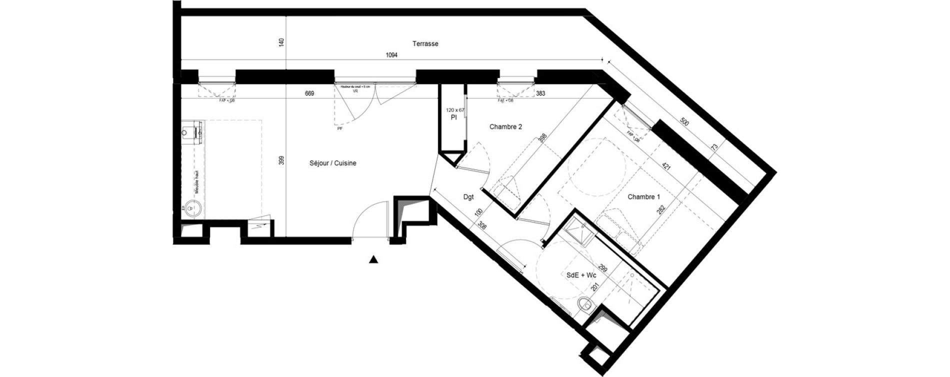 Appartement T3 meubl&eacute; de 55,56 m2 &agrave; Pau Dufau - tourasse