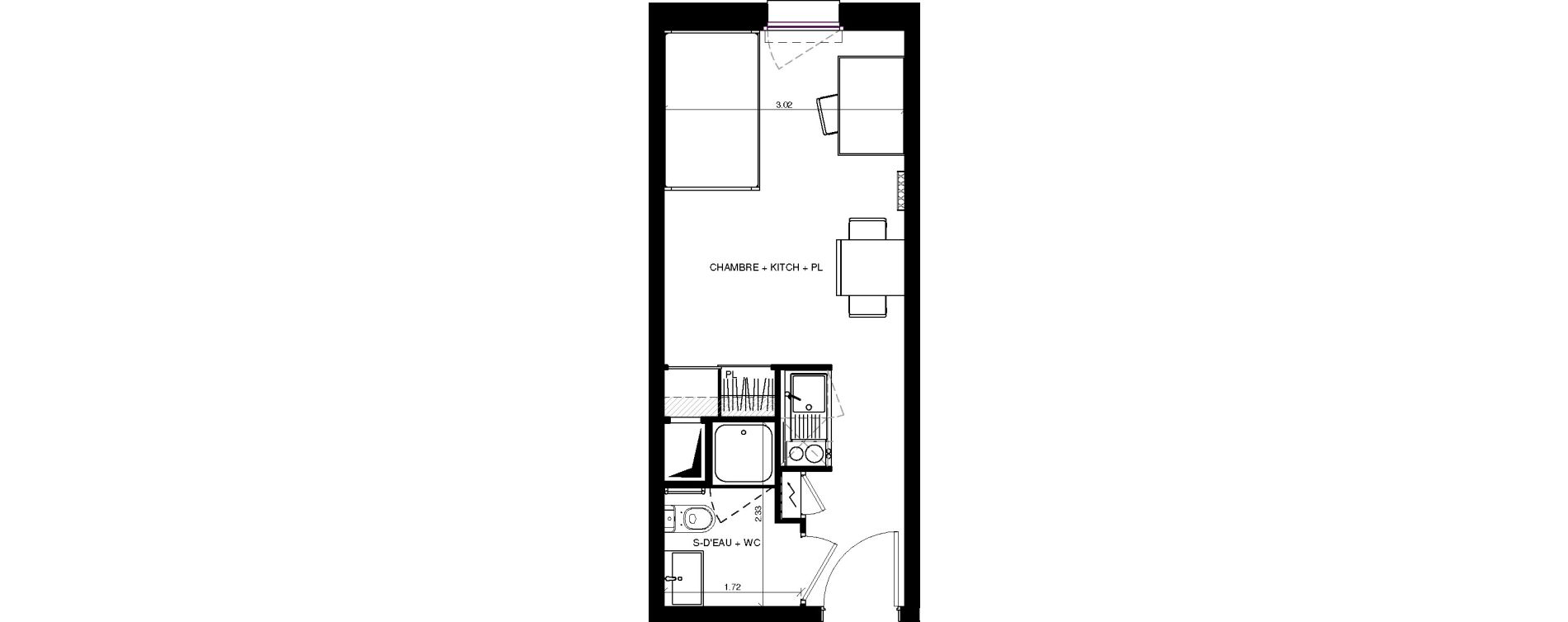 Appartement T1 de 21,41 m2 &agrave; Pau Centre