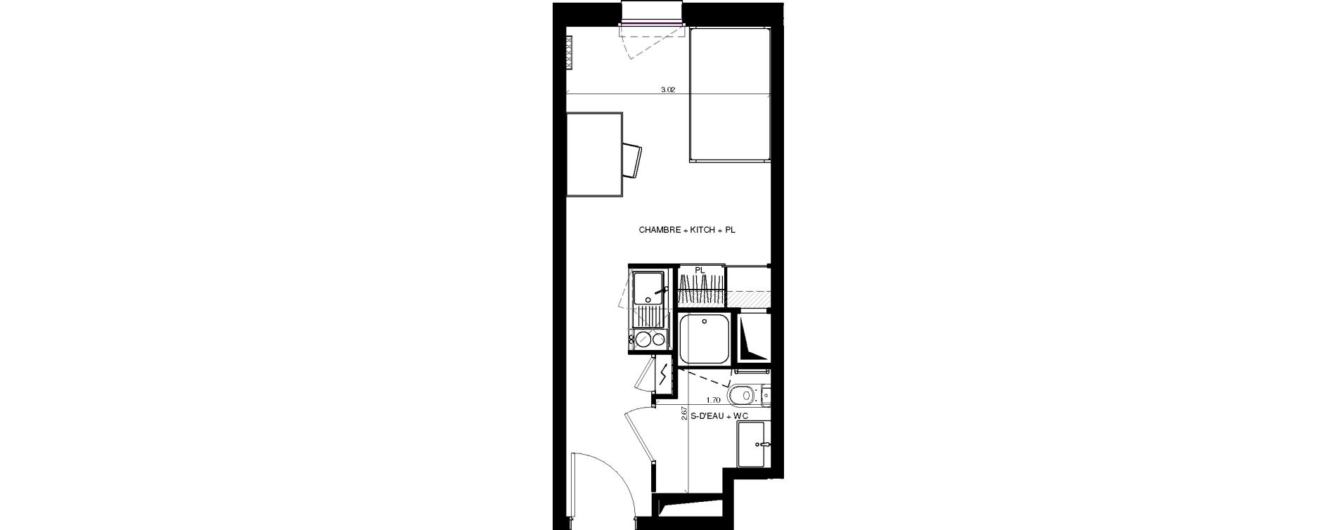 Appartement T1 de 20,51 m2 &agrave; Pau Centre