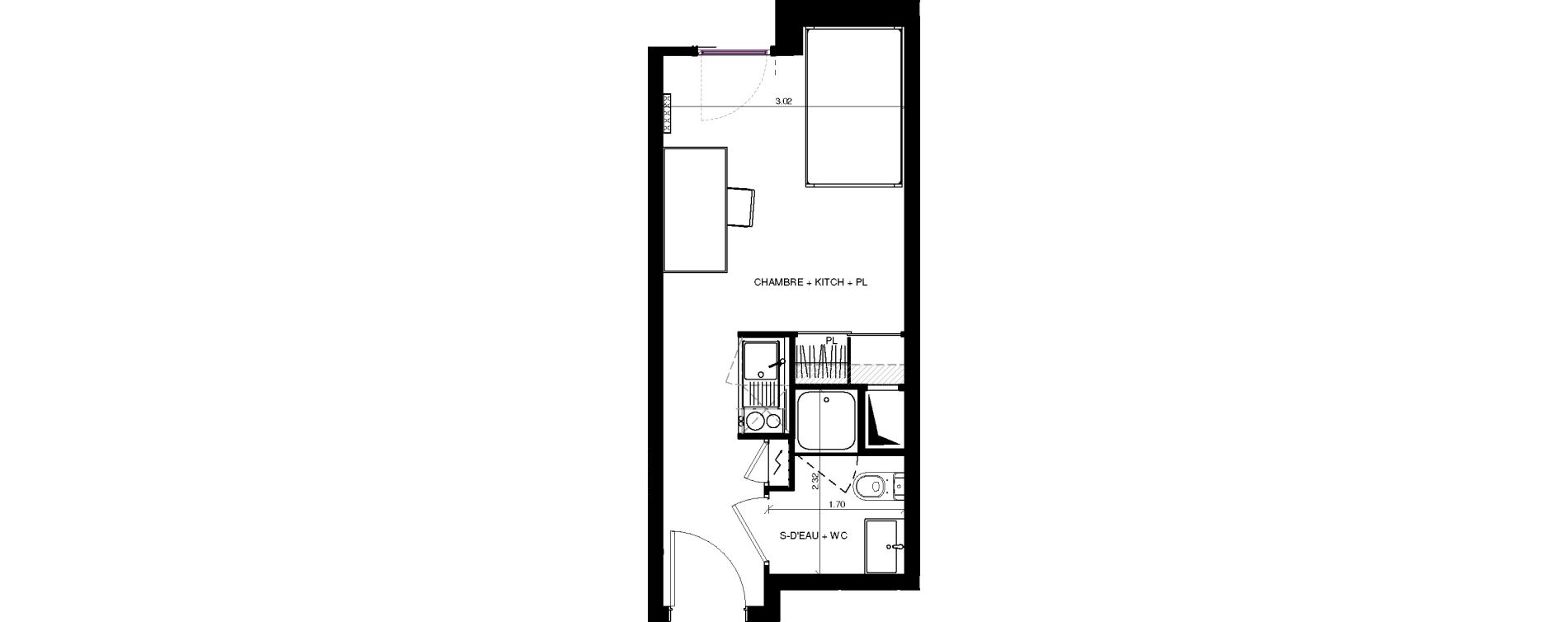 Appartement T1 de 20,19 m2 &agrave; Pau Centre