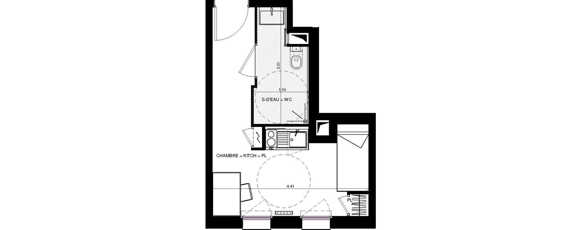 Appartement T1 de 19,29 m2 &agrave; Pau Centre