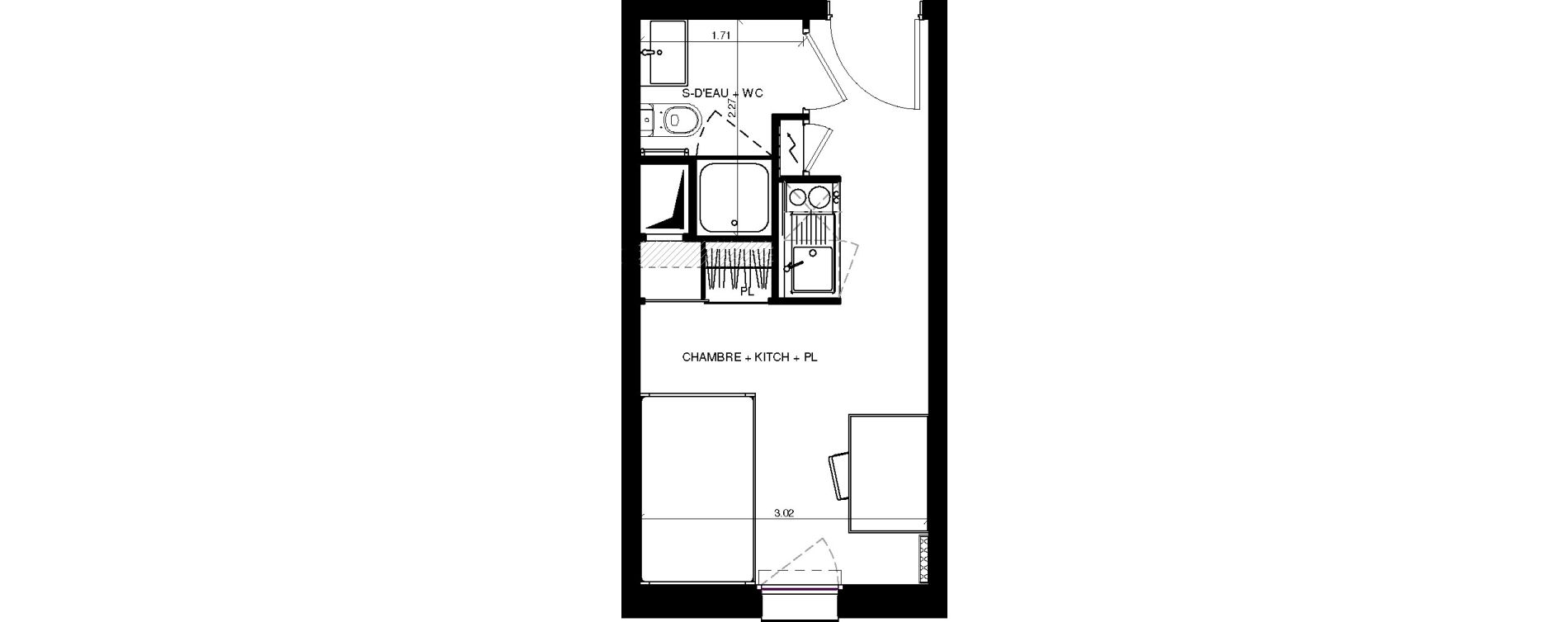 Appartement T1 de 17,30 m2 &agrave; Pau Centre