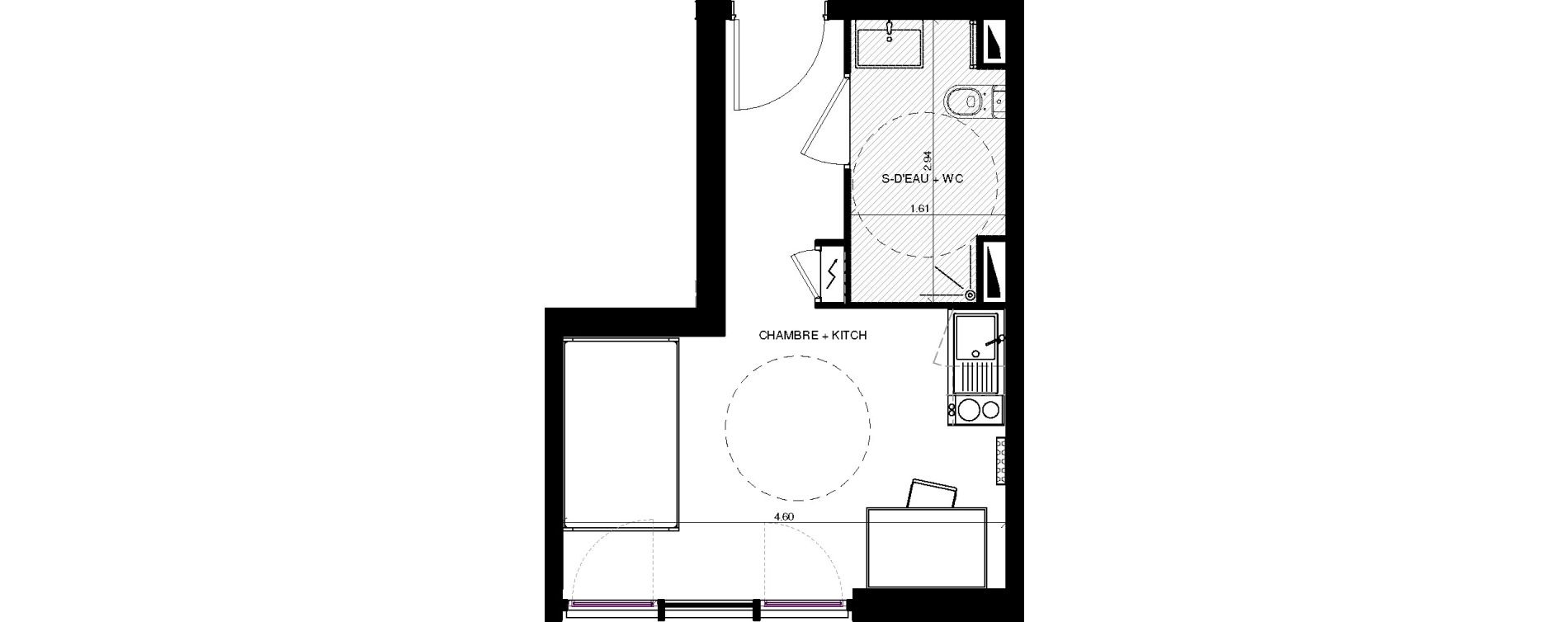 Appartement T1 de 21,84 m2 &agrave; Pau Centre