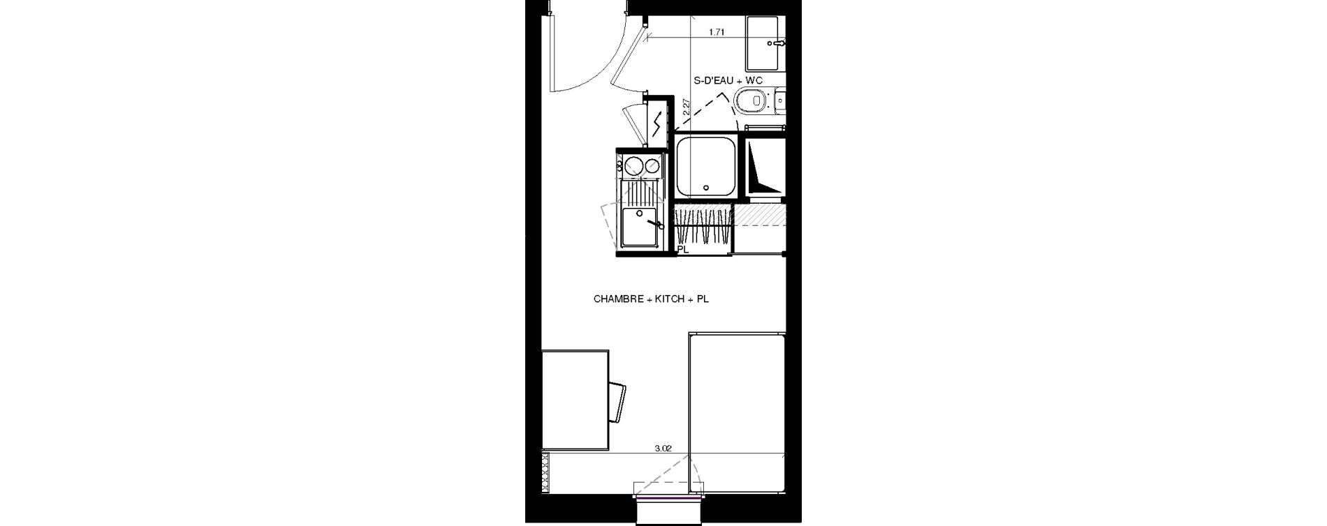 Appartement T1 de 17,30 m2 &agrave; Pau Centre