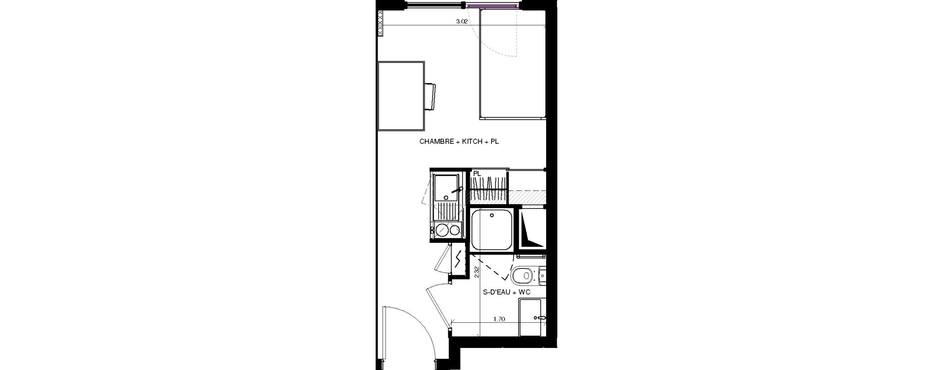 Appartement T1 de 18,15 m2 &agrave; Pau Centre