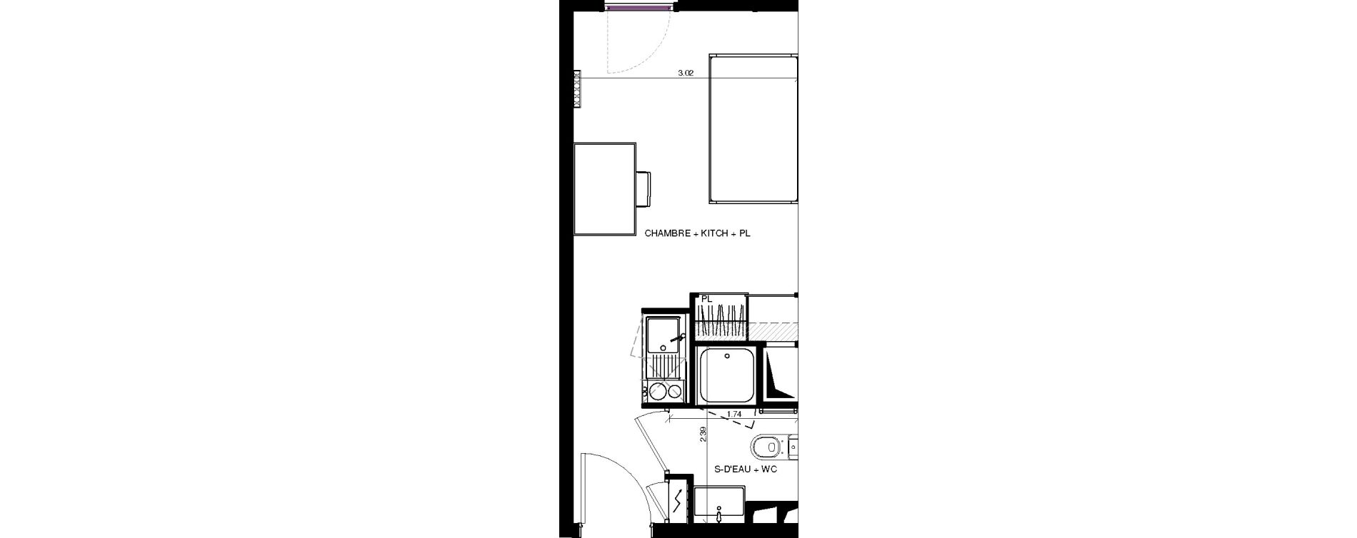 Appartement T1 de 20,39 m2 &agrave; Pau Centre