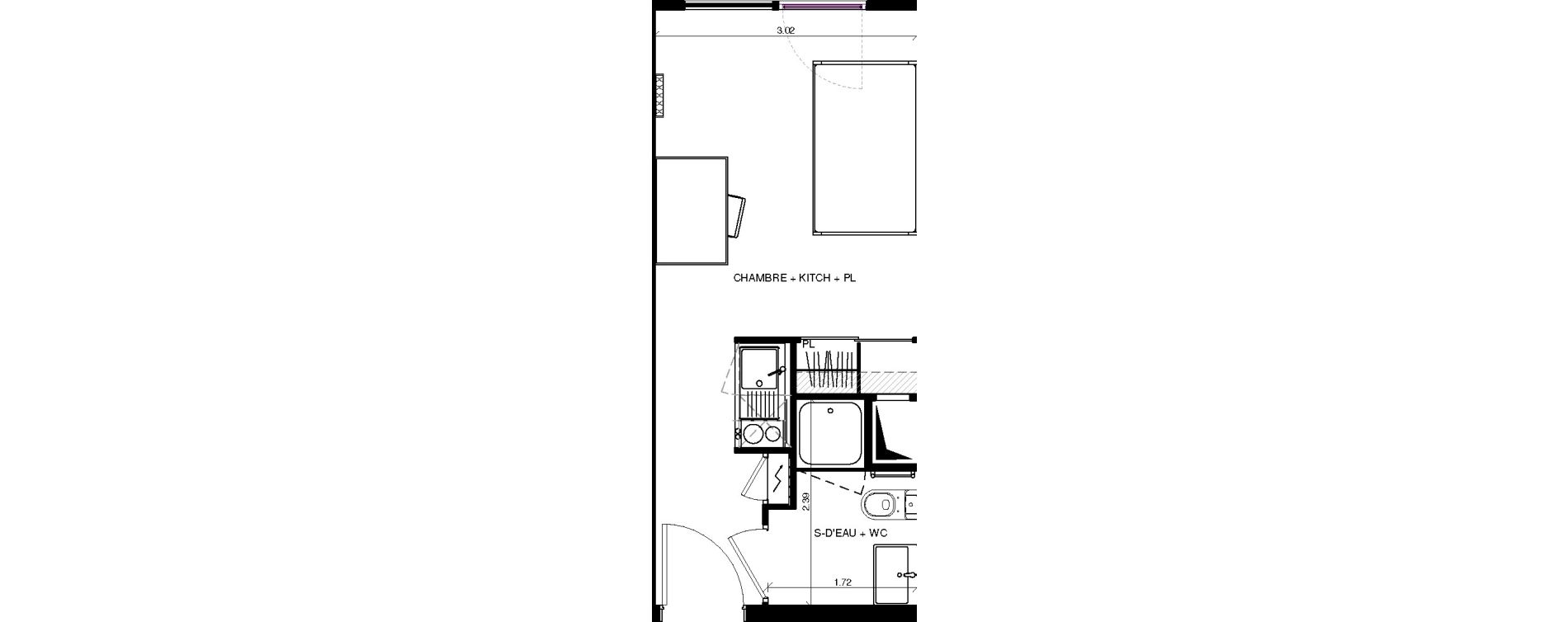 Appartement T1 de 20,46 m2 &agrave; Pau Centre