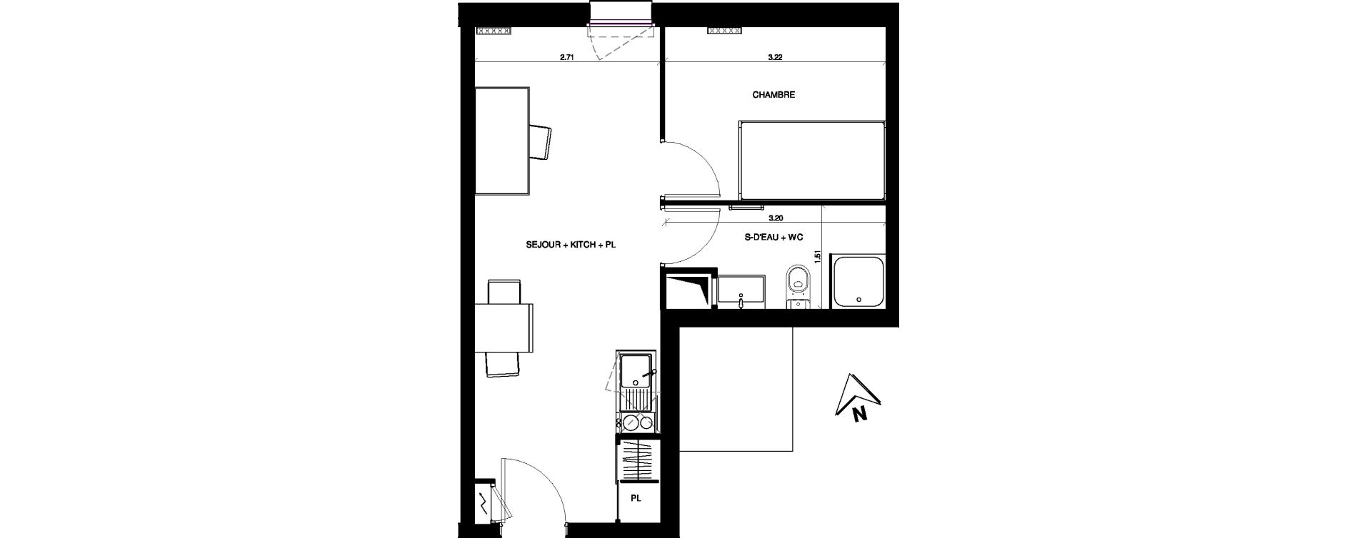 Appartement T2 de 32,79 m2 &agrave; Pau Centre