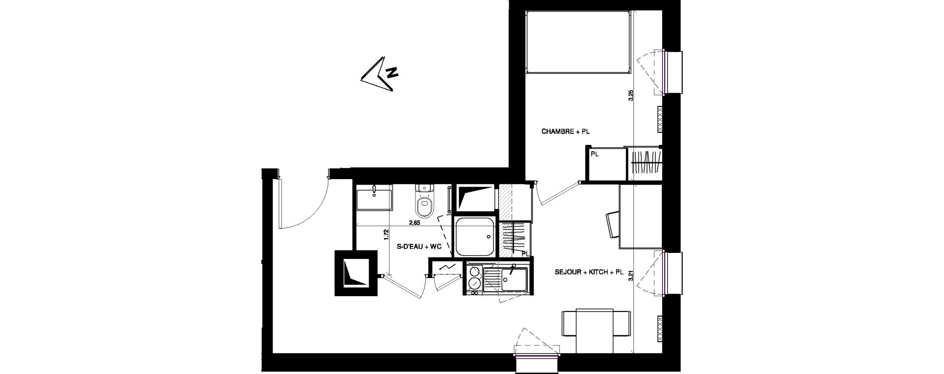 Appartement T2 de 31,30 m2 &agrave; Pau Centre