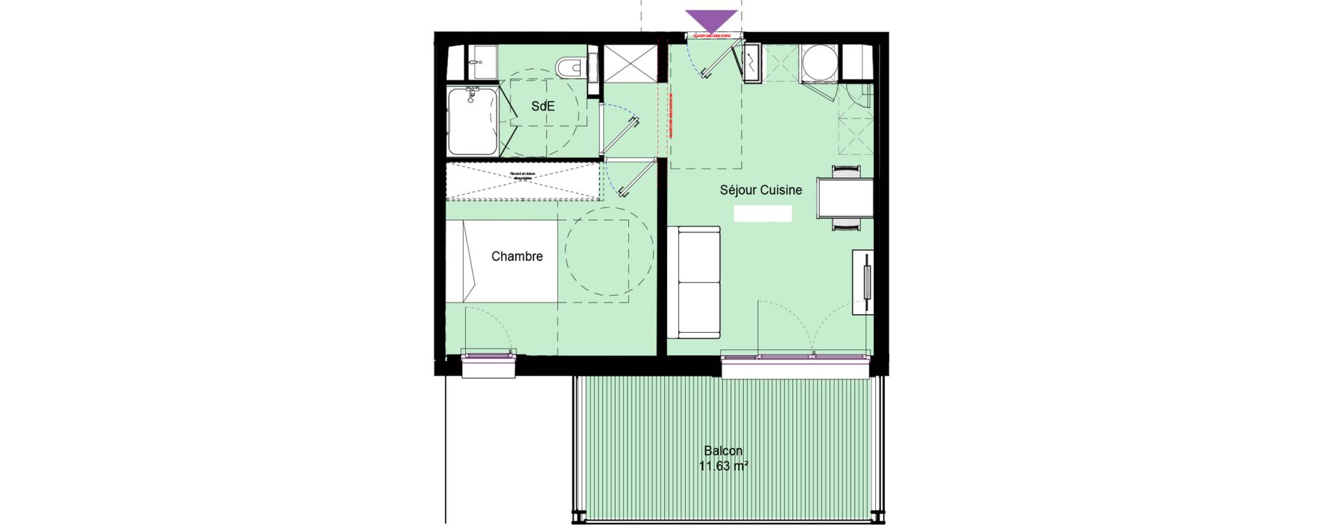 Appartement T2 de 35,75 m2 &agrave; Pau Nord
