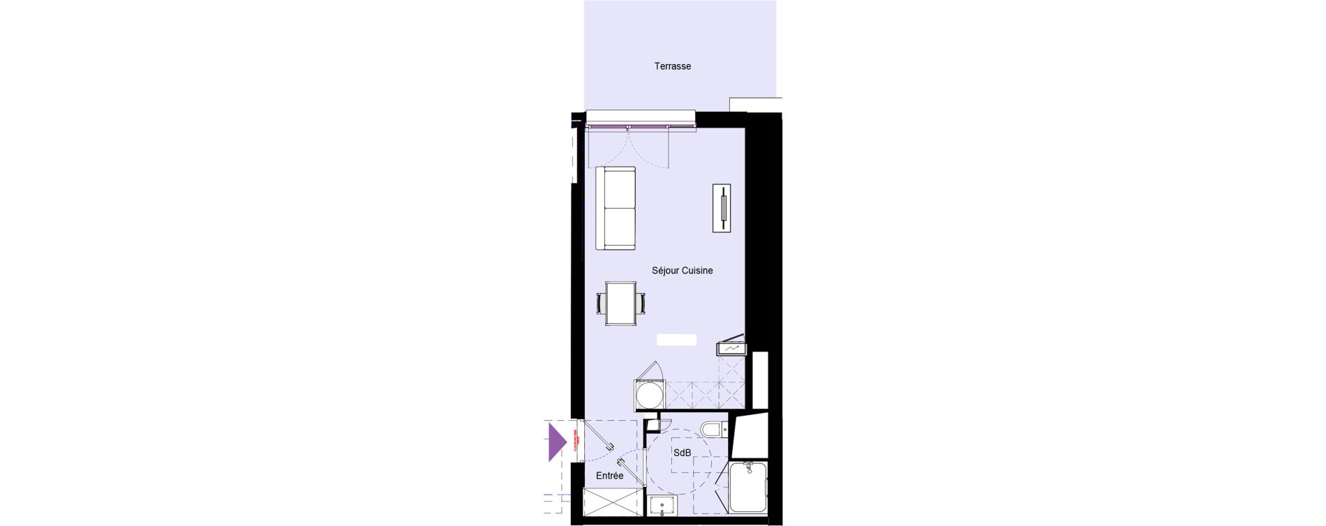 Appartement T1 de 32,39 m2 &agrave; Pau Nord