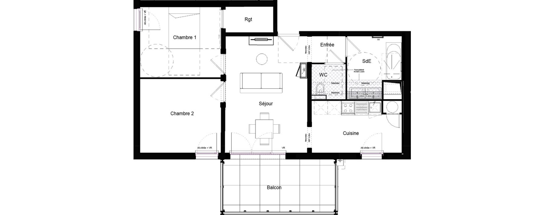 Appartement T3 de 63,96 m2 &agrave; Pau Nord