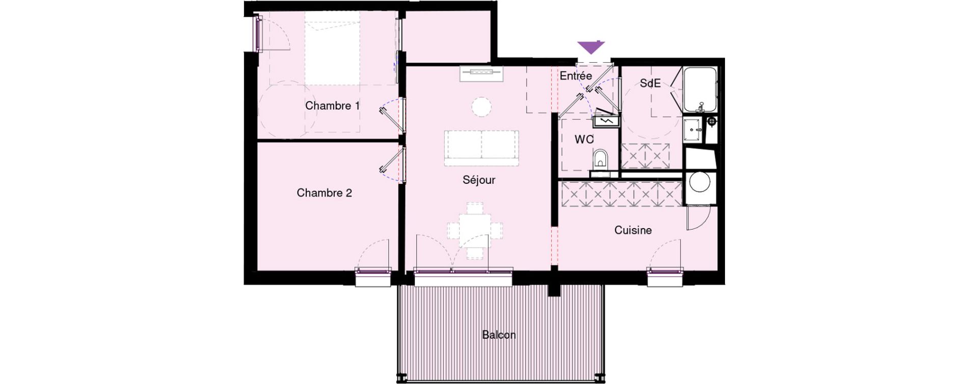 Appartement T3 de 65,29 m2 &agrave; Pau Nord