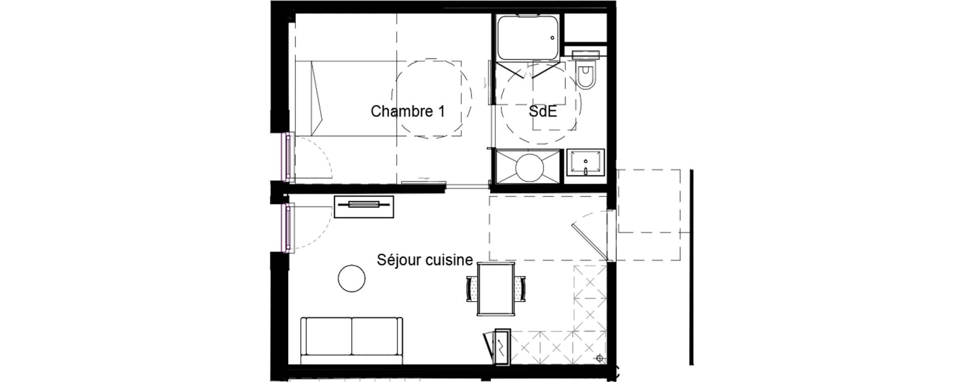 Appartement T2 de 37,07 m2 &agrave; Pau Nord