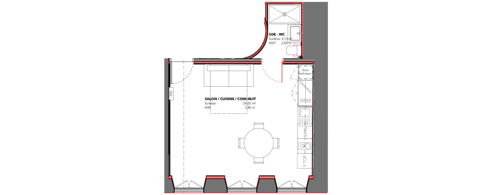 Appartement T1 de 31,15 m2 &agrave; Pau Centre ville