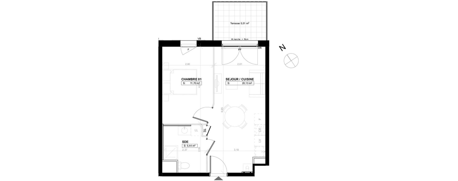 Appartement T2 de 37,19 m2 &agrave; Pau Le hameau