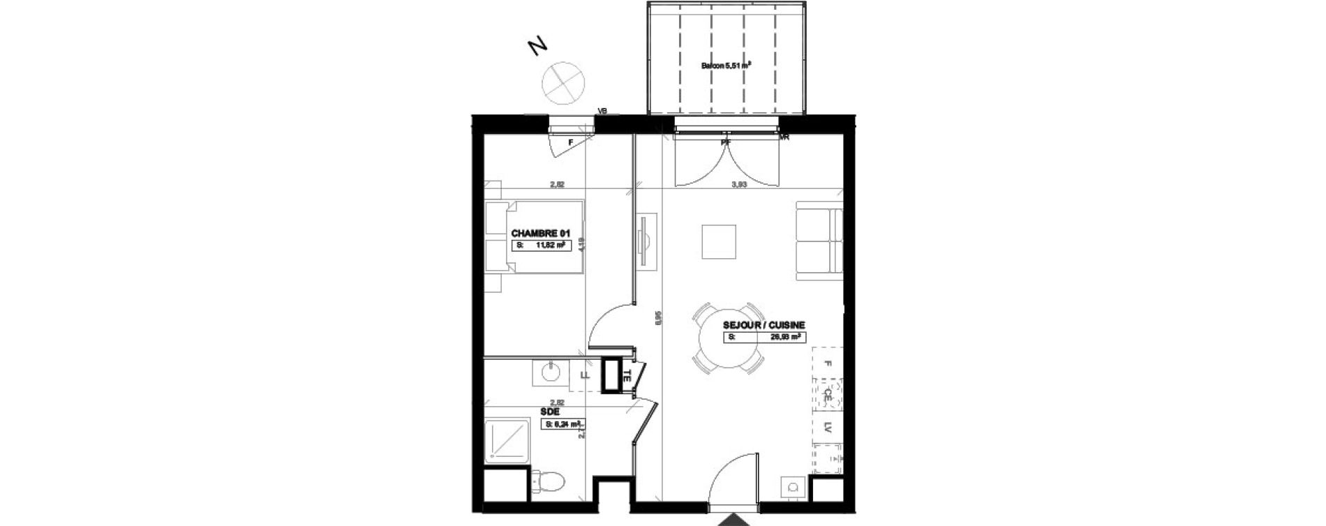 Appartement T2 de 45,00 m2 &agrave; Pau Le hameau
