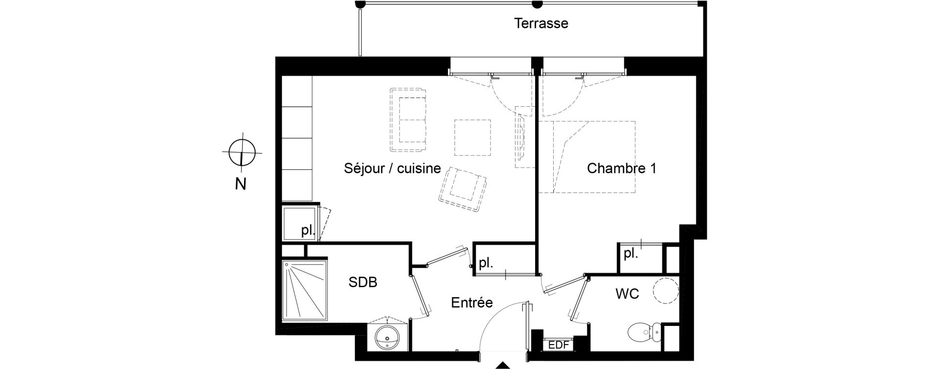 Appartement T2 de 41,00 m2 à Pau Pau centre ville