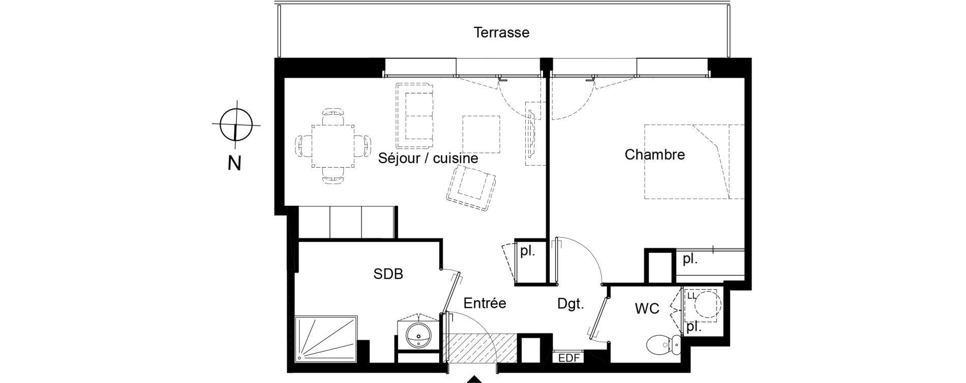 Appartement T2 de 44,50 m2 &agrave; Pau Centre ville