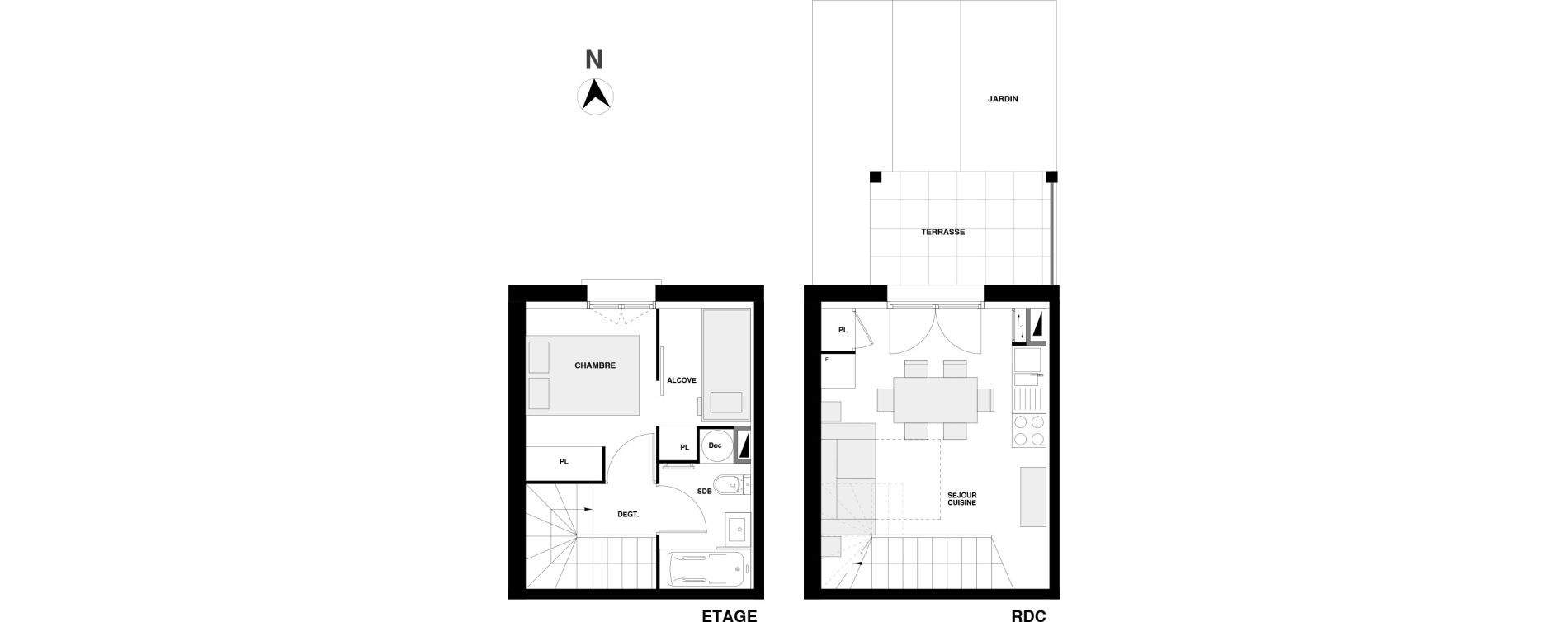 Duplex T2 de 32,57 m2 &agrave; Urrugne Centre