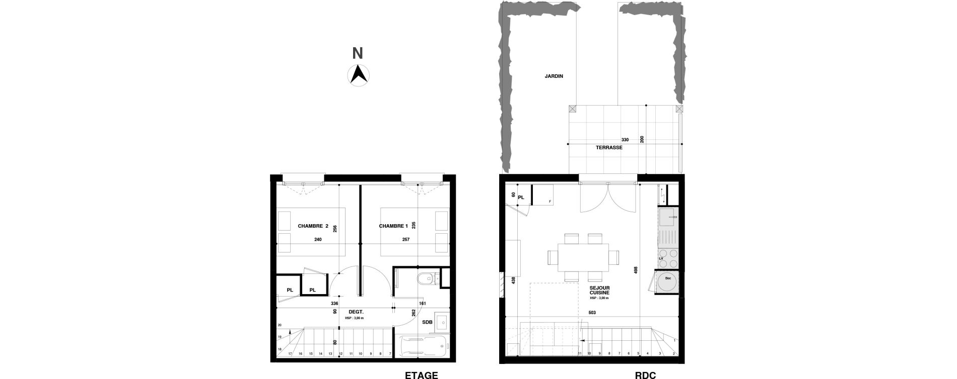 Duplex T3 de 43,38 m2 &agrave; Urrugne Centre