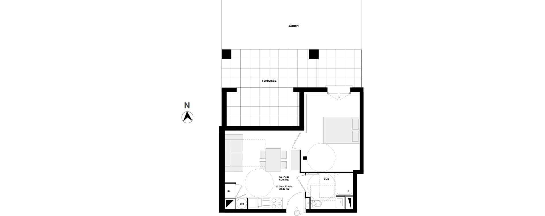 Appartement T2 de 32,33 m2 &agrave; Urrugne Centre