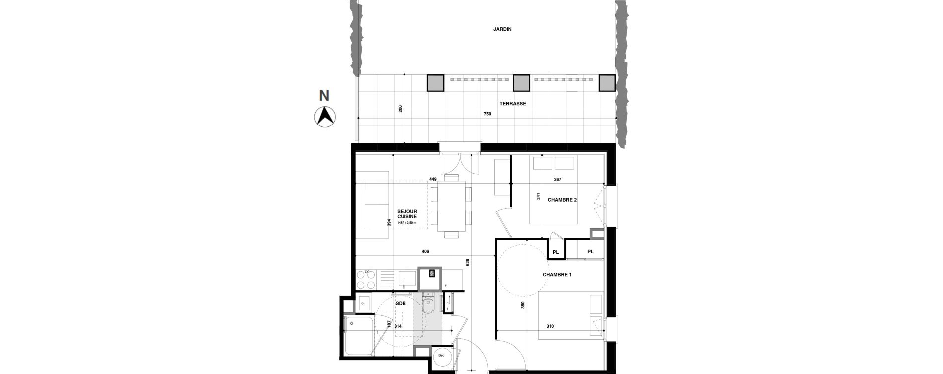 Appartement T3 de 43,29 m2 &agrave; Urrugne Centre