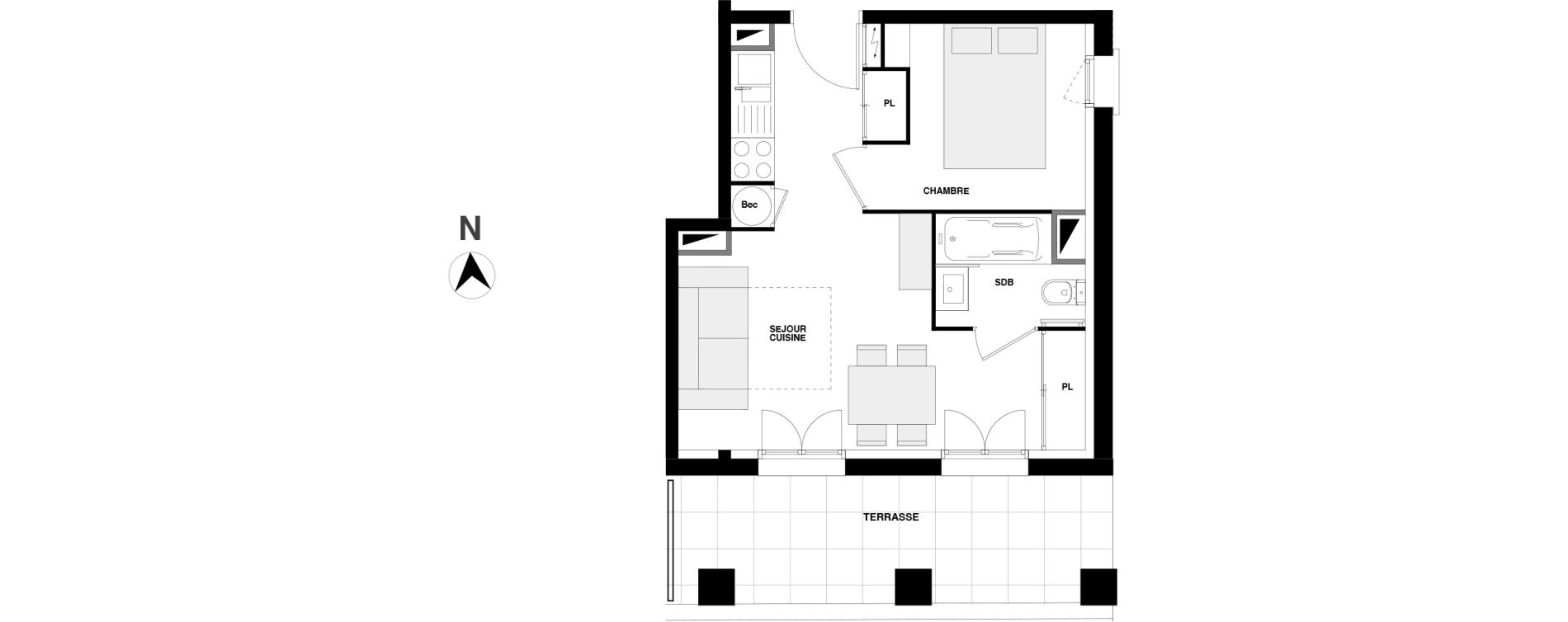 Appartement T2 de 29,34 m2 &agrave; Urrugne Centre