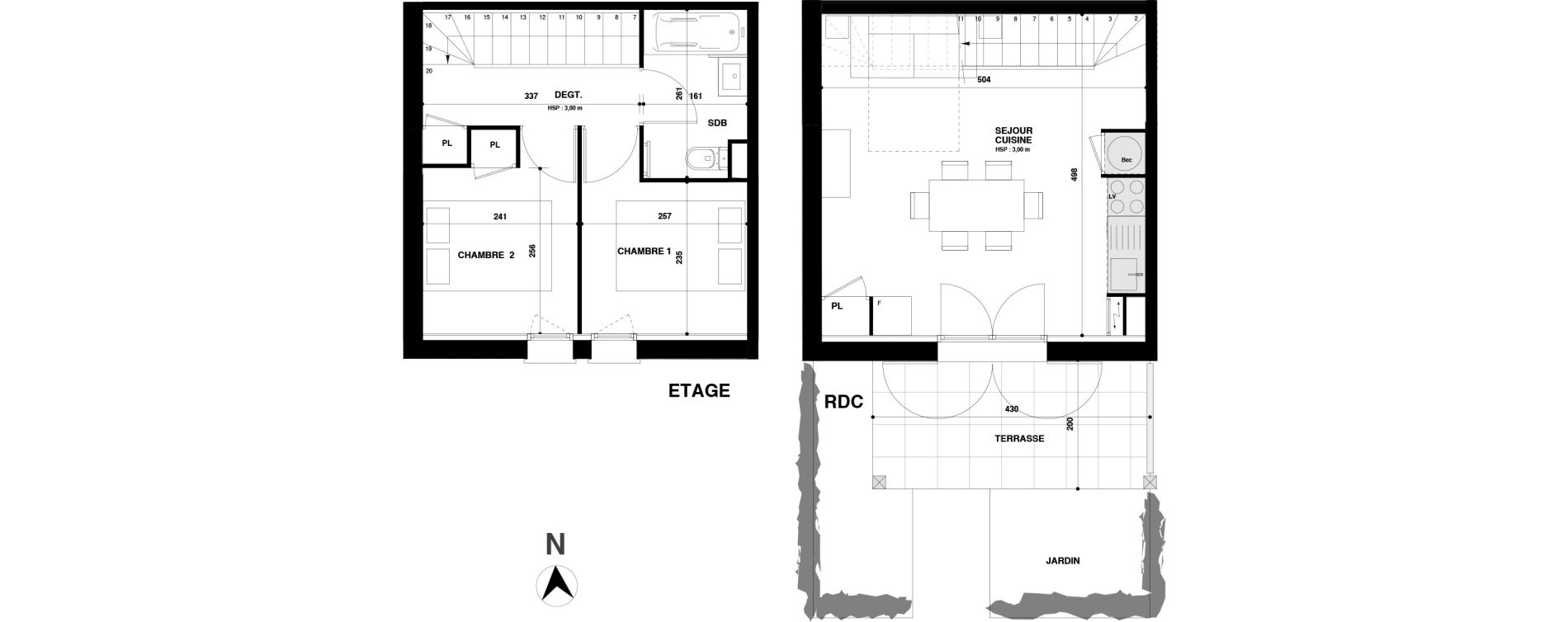 Duplex T3 de 43,38 m2 &agrave; Urrugne Centre