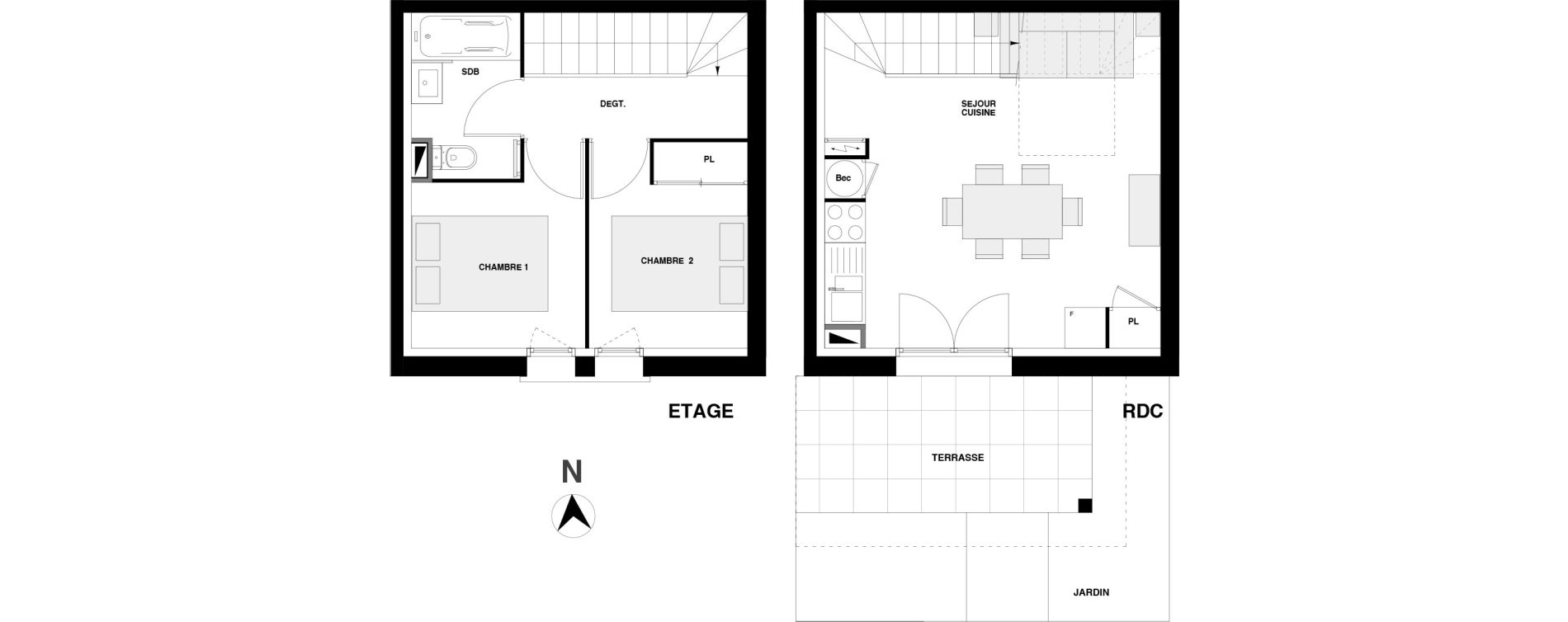 Duplex T3 de 42,27 m2 &agrave; Urrugne Centre