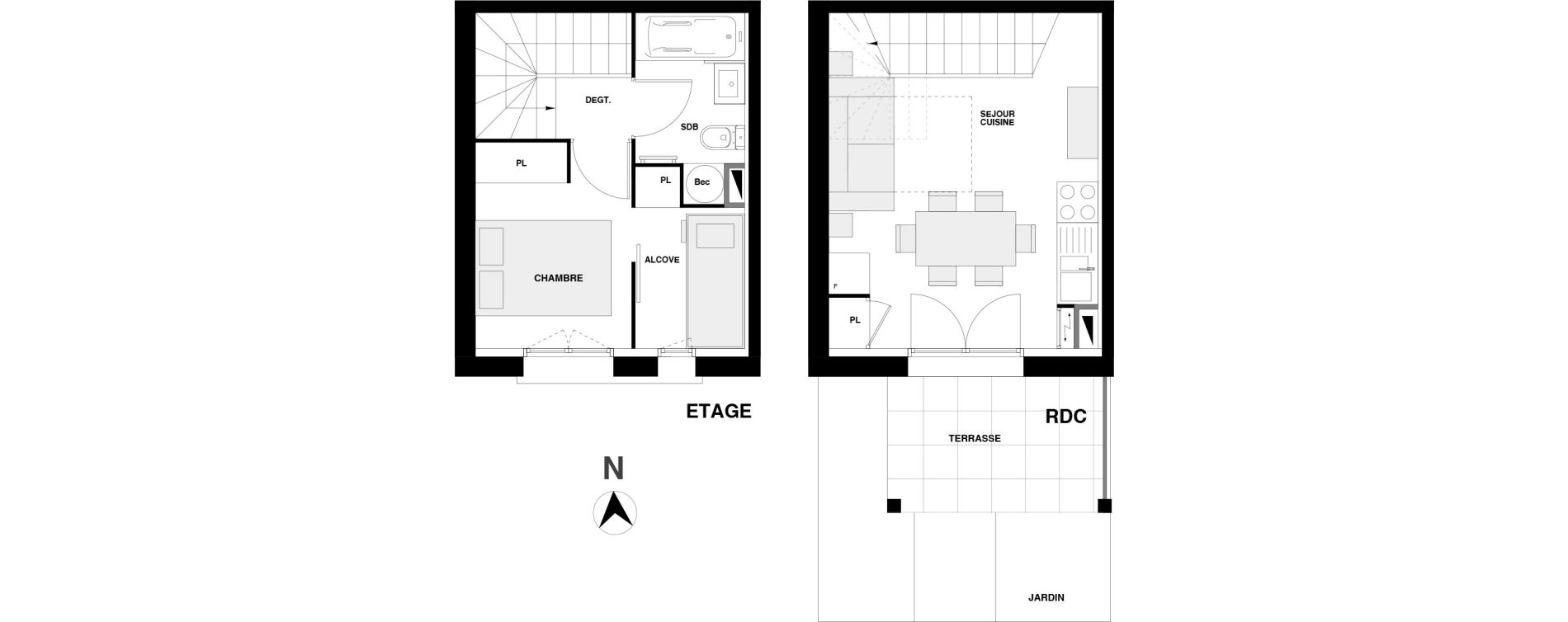 Duplex T2 de 32,57 m2 &agrave; Urrugne Centre