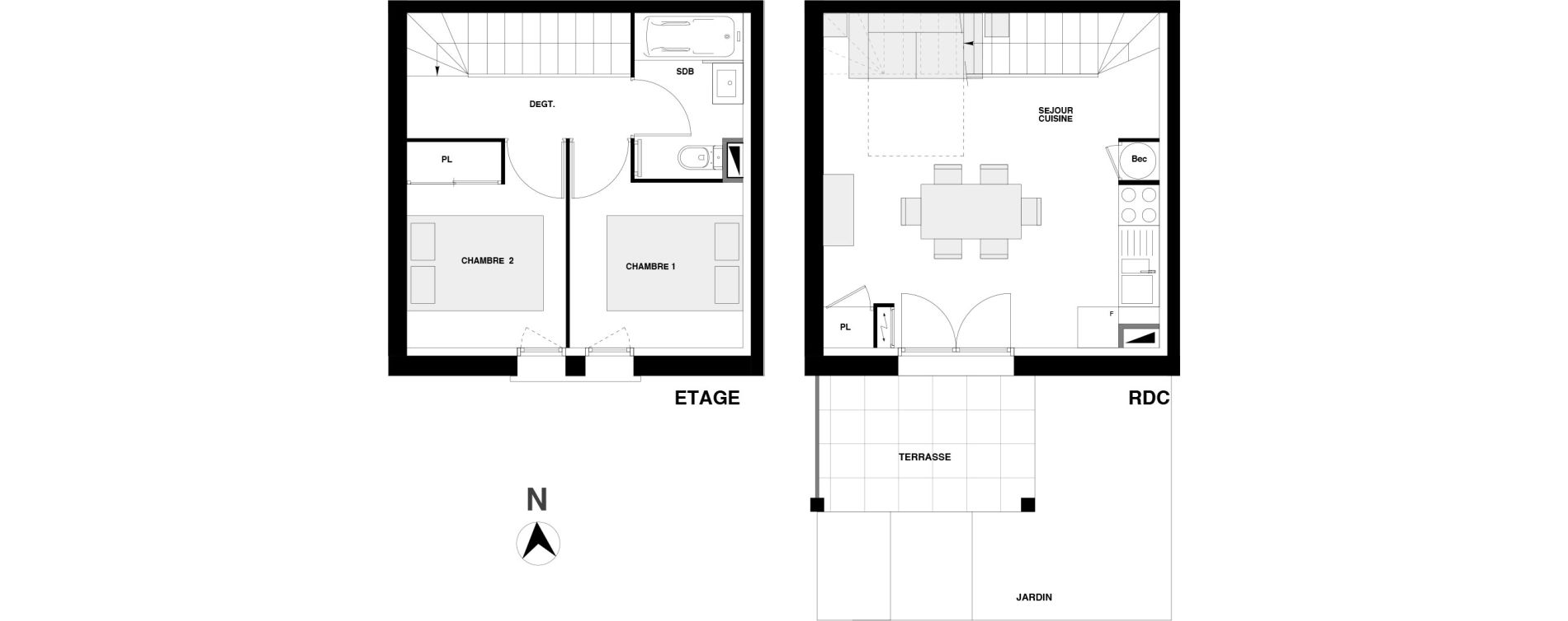 Duplex T3 de 42,27 m2 &agrave; Urrugne Centre
