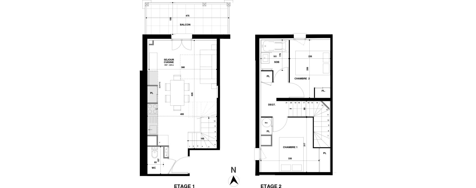 Duplex T3 de 50,10 m2 &agrave; Urrugne Centre