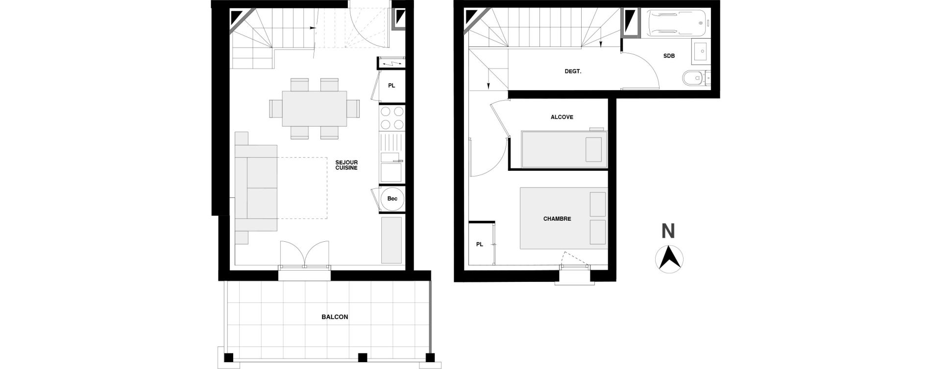 Duplex T2 de 38,43 m2 &agrave; Urrugne Centre